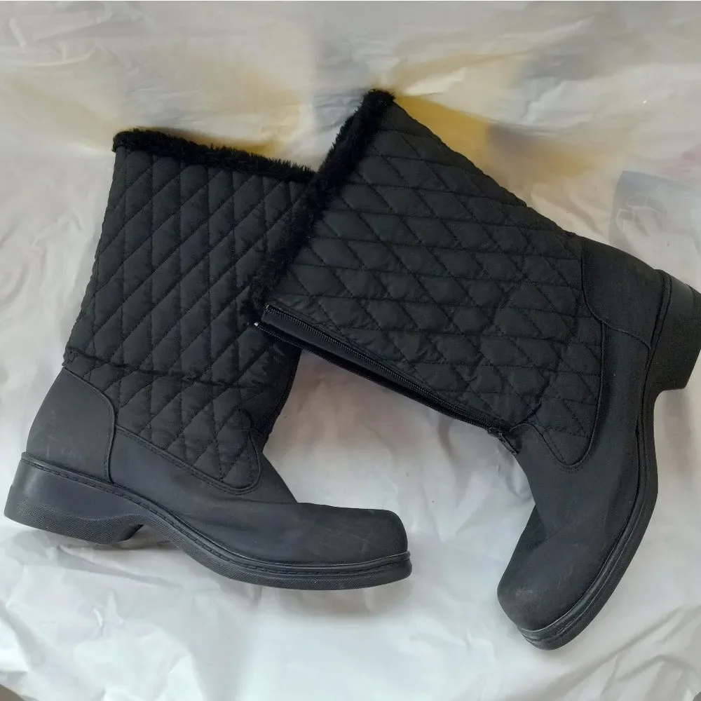 Weatherproof Women's Quilted Black Boots Faux Fur Size 9M